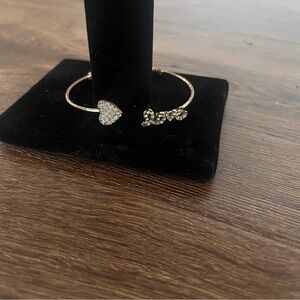 Elegant Silver Heart Love Cuff Bracelet